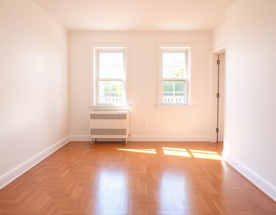 Empty pristine apartment after move-out cleaning